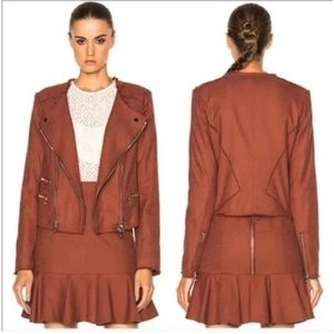 Veronica Beard Terracotta Stevie Fringe Moto Jacket